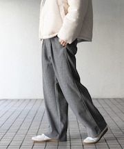 ジャージメルトンタックワイドパンツ