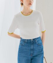 アンチピリングバイカラーリブニット