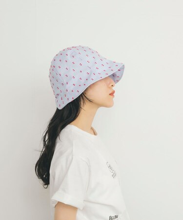 刺繍チェックチューリップHAT