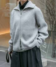『WEB／一部店舗限定』FORK&SPOON　ウォッシャブルローゲージニットジップカーディガン