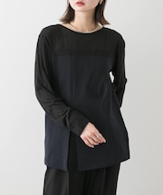 クルーネックドッキングスリットトップ