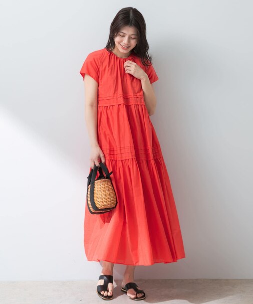 F by ROSSO　コットンボイルタックティアードワンピース