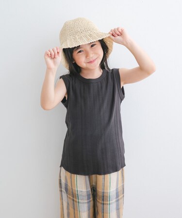 『WEB／一部店舗限定サイズ』ノースリーブランダムリブカットソー(KIDS)