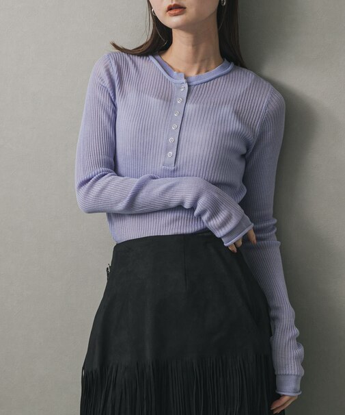 シアーヘンリーネックセーター