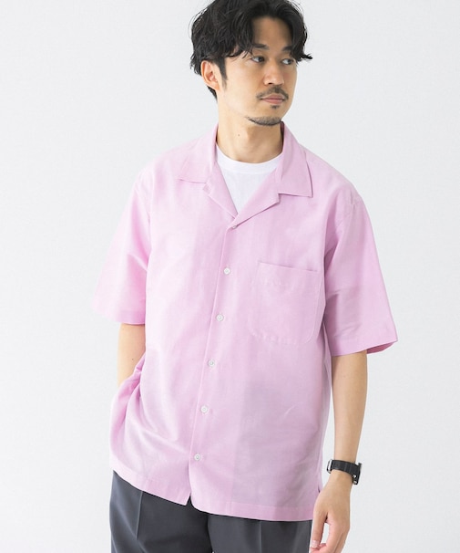 コットンシルクショートスリーブオープンカラーシャツ