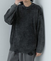 URBAN RESEARCH iD　ストーンウォッシュダメージニット