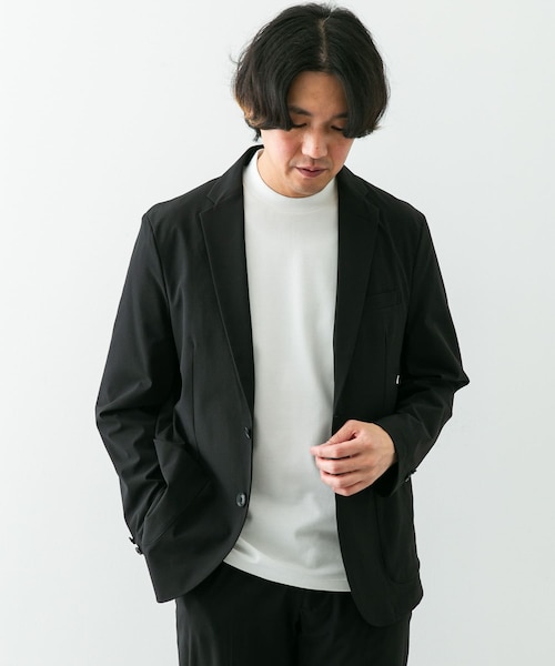 【BLACK】『イージーケア』LIFE STYLE TAILOR リップストップナイロンストレッチジャケット イージーケア』LIFE STYLE TAILOR リップストップナイロンストレッチ