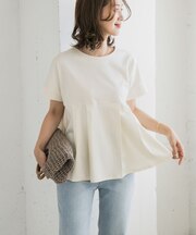 シルケットコットンウエスト切替プルオーバー