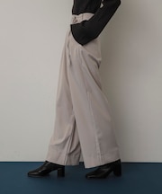 ダブルベルトスラックスワイドパンツ