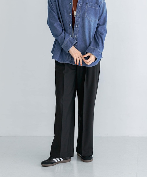 【Jieda】ワイドスラックス ウール100% 別注 WIDE ONE TUCK STRAIGHT SLACKS(1 GREY): JieDa: MENS