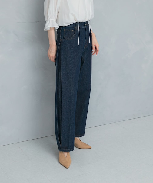 YENN　SIDE PLEATED DENIM