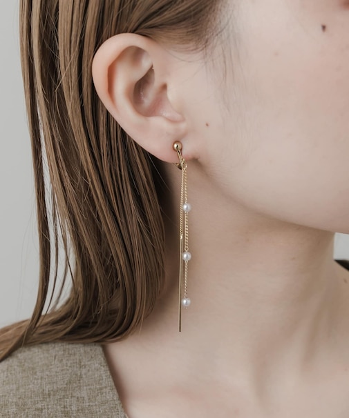 ミニパールチェーンイヤリング