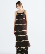 シルクミックスボーダープリントワンピース