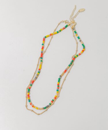 カラービーズ2セットネックレス