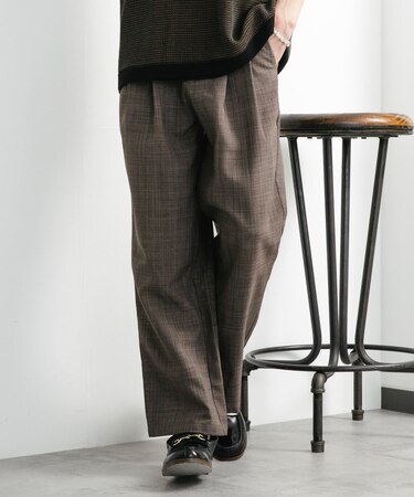 『セットアップ対応』『接触冷感／吸水速乾／イージーケア』リネンライクワイドスラックス