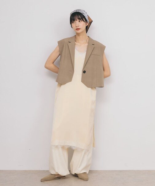 レーストリムキャミワンピース