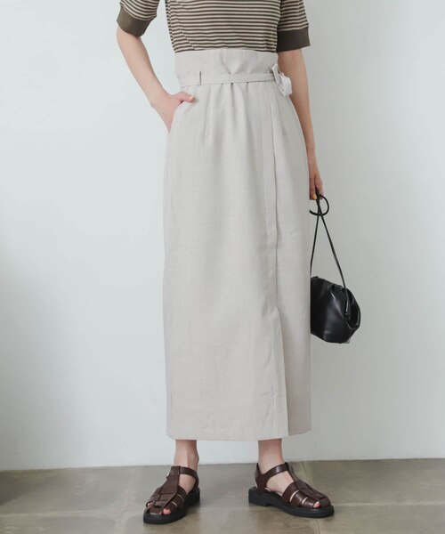 HERMES リネンスカート サイズ42 収納袋付き 美品　麻100% HERMES リネンスカート サイズ42 収納袋付き 美品 麻100% HERMES