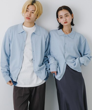 『ユニセックス』『洗濯可』ストレッチシャツカーディガン
