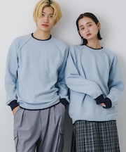 『ユニセックス』『洗濯可』ストレッチリブハイショクラインニット