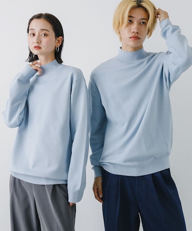 ストレッチモックネックニット