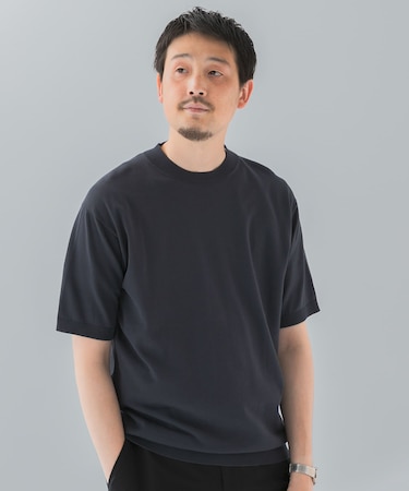 LIFE STYLE TAILOR　ハイゲージクルーネック半袖ニット