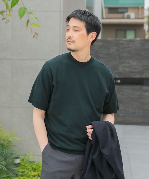 LIFE STYLE TAILOR　ハイゲージクルーネック半袖ニット