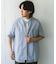 玉虫シャンブレー バンドカラーシャツ