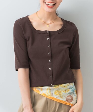 『UR TECH ひやサラクール』F by ROSSO　スクエアネックハーフスリーブプルオーバー