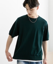 クルーネックニットショートスリーブTシャツ