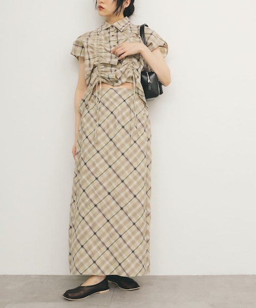 シアーチェックIラインスカート