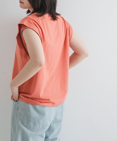 T／Cプレーティング天竺フリルTシャツ