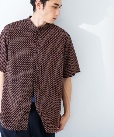 PRINT BAND COLLAR SHIRTS