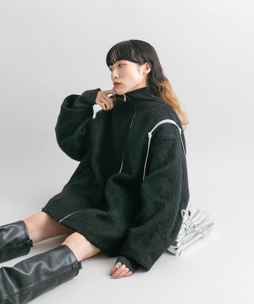 led.tokyo ハイネックショートシャギーコート セール】【led.tokyo】ハイネックショートシャギーコート