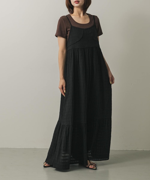 SHIPS any:〈手洗い可能〉ポリエステル ベロア 刺繍 タック フレア