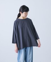 ボートネック7分袖ワイドカットソー