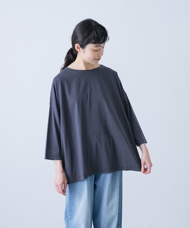 ボートネック7分袖ワイドカットソー