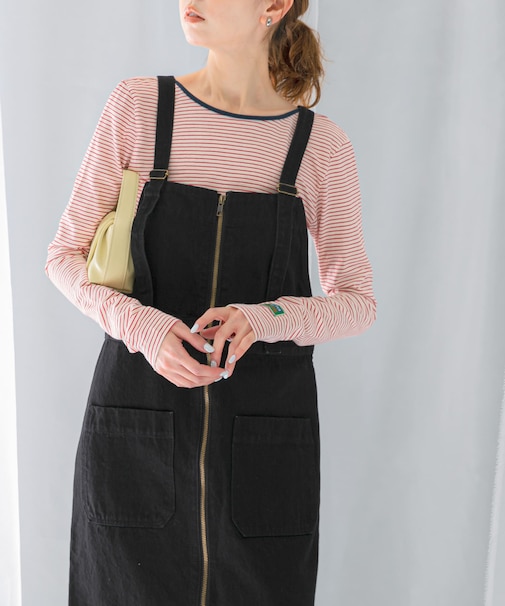 GREEN BUTTER　Two-way Stripe Patch T-shirts