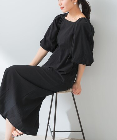 F by ROSSO　コットンスラブパフスリーブワンピース