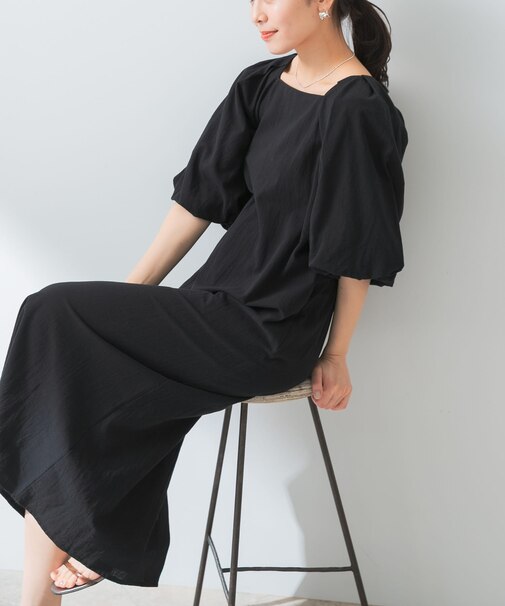 F by ROSSO　コットンスラブパフスリーブワンピース