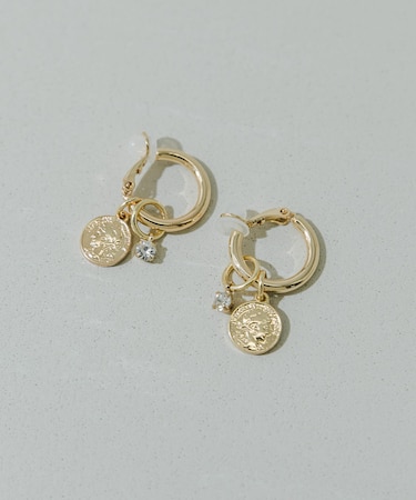 コインガラスフープマルチWAYイヤリング