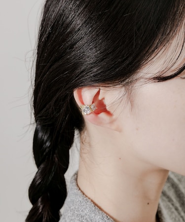 ビジューハートワイドイヤカフ