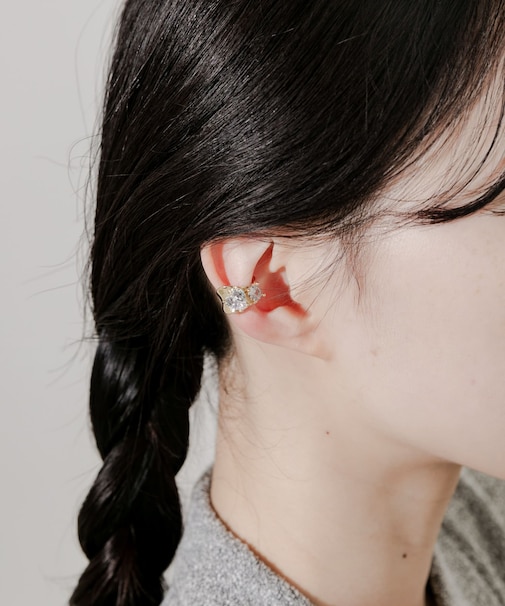 ビジューハートワイドイヤカフ