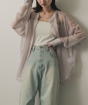 バンドカラーシャンブレーシアーシャツ