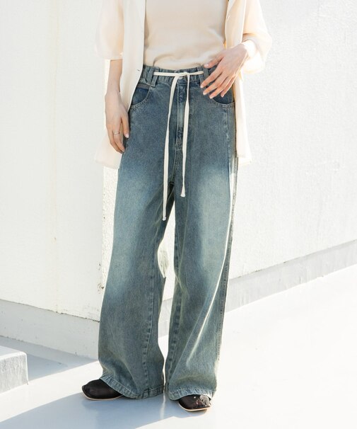 『2サイズ展開』ドローストリングデニム