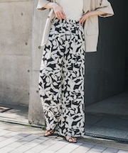 リーフプリントイージーパンツ