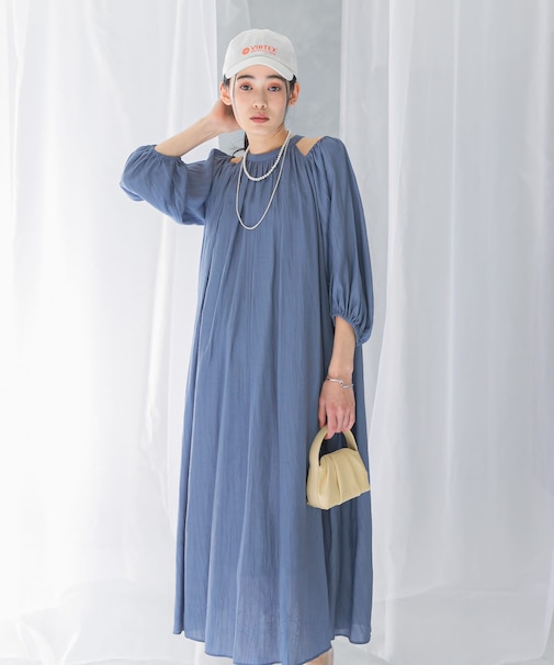 リネンライク2wayオフショルワンピース