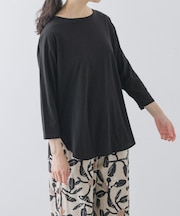 シフォン天竺7分袖カットソー