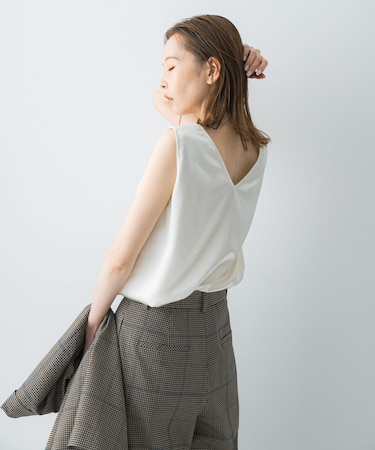 2WAYネックサテンタンク