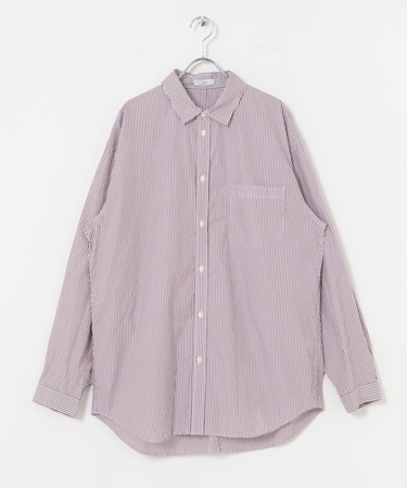 ATON　GIZA STRIPE WASHED SHIRTS