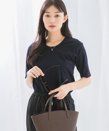 スーピマコットンUネックカットソー